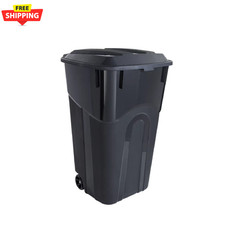 Hyper Tough 32-Gal Wheeled Trash Can w/ Lid   Heavy Duty Outdoor Bin