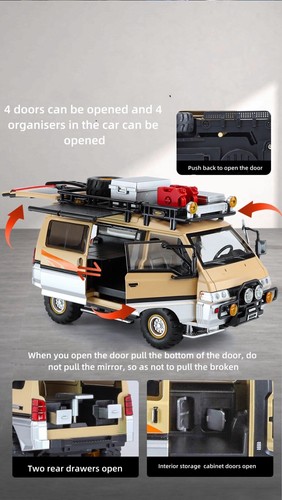 1/24 Mitsubishi Delica Camping Off-road Conversion Van Alloy Model - Imagen 7 de 19
