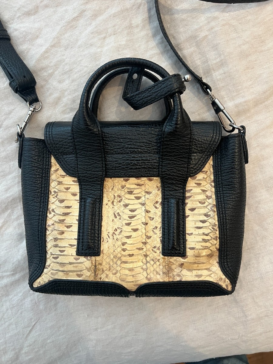 3.1 Phillip Lim Mini Pashli Black Leather Satchel Pony Hair Croc