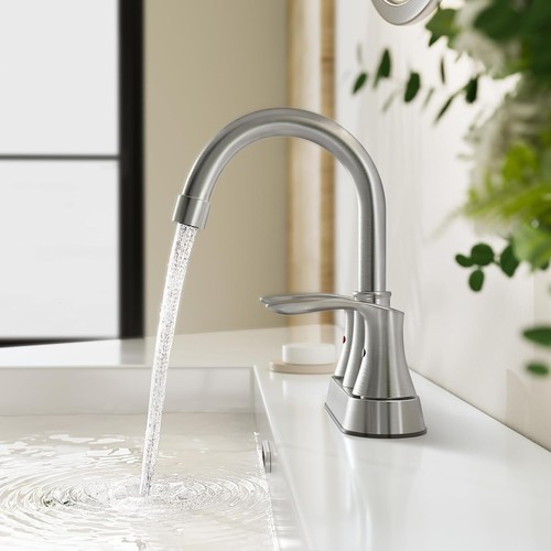 4 Inch Brushed Nickel Bathroom Lavatory Sink Faucet 2-Handle with Pop-up Drain - 第 5/9 張圖片