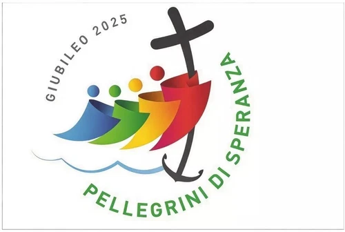 Bandiera Giubileo 2025 Vaticano 150x100 con logo e sfondo bianco- CON ASOLA - Foto 1 di 2