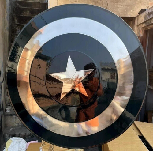 Black Captain America Shield - Metal Prop Replica - 1:1 Scale Halloween Gift - Picture 6 of 8