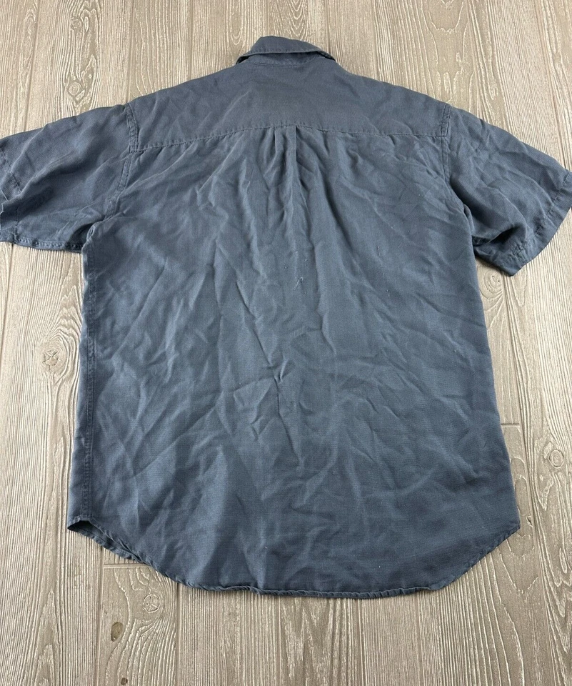 Perry Ellis 100% Silk Shirt Men's Size Medium Button Up Striped Short Sleeve  - Image 3 of 4