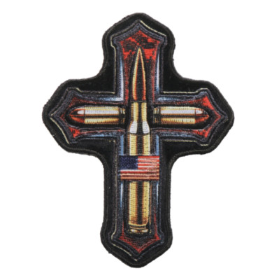 4'' BLESS THESE CROSS BULLETS AMERICAN FLAG BIKER EMBROIDERED PATCH