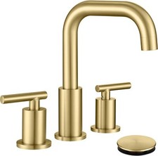 8 inch Widespread Bathroom Faucet with Drain and Supply Hose, 2 Handles Brushed