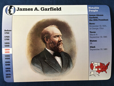 JAMES A. GARFIELD, 20th President (Notable People)Groiler STORY OF AMERICA Card 