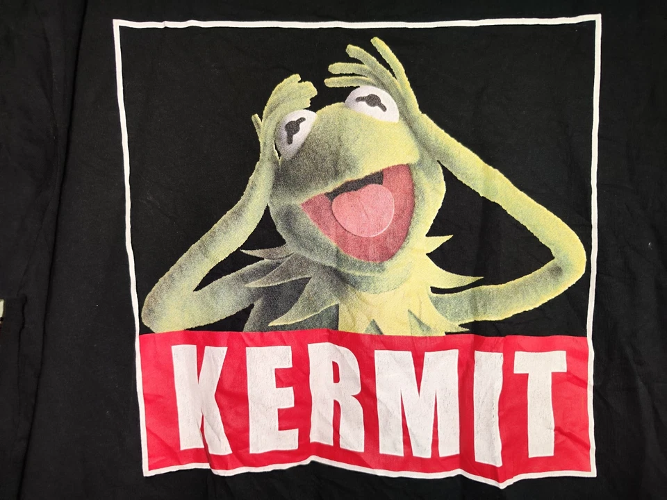 Disney Kermit la rana para hombre negro algodón gráfico camiseta talla XL - Imagen 2 de 4