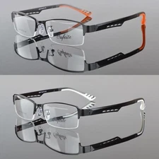 Men TR90 Half rimless sport Glasses Eyeglass Optical Spectacles RX Eyewear Frame