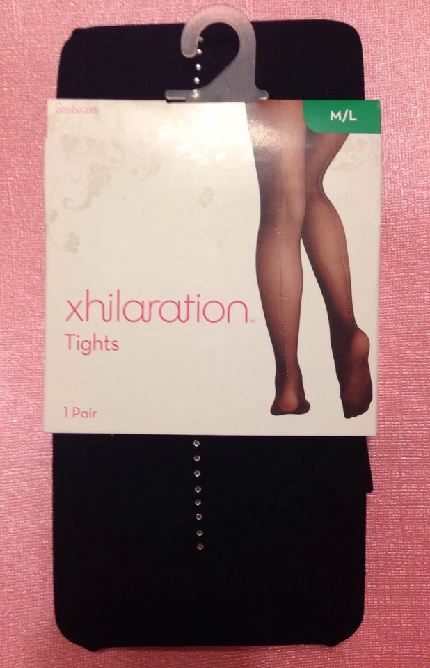 Nuevas Medias Burlesque Pinup Xhilaration Negras con Estrás Costura Trasera M/L Foto 3 de 4