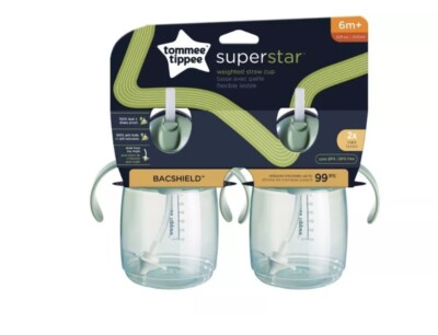 Tommee Tippee Superstar Training Cup, 10oz., 6M+, Straw Cup - 2 Pack