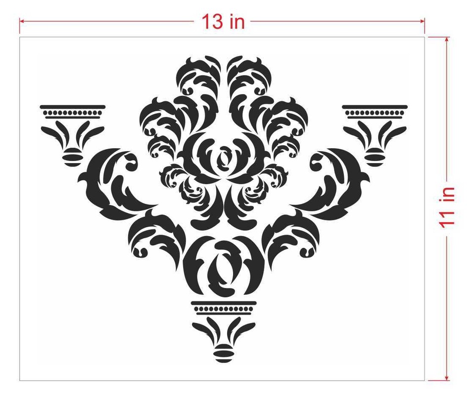 Damask Wall Stencil Pattern Home Decor Art New Reusable size 13" x 11 ...