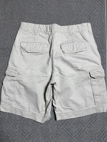 2 Pairs Baggy Loose Fit Cargo Shorts Mens 34 Beige Khaki Flat Front Retro - Picture 5 of 7