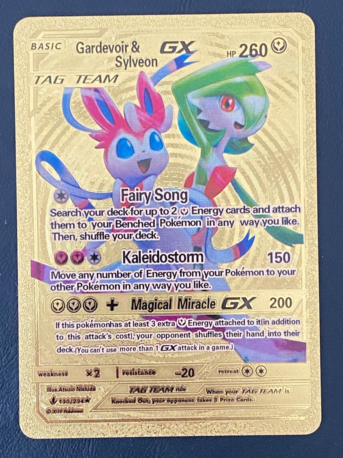 Pokémon Tag Team Gardevoir & Sylveon GX Gold Foil Card