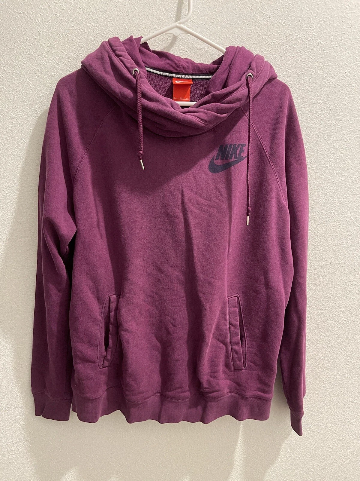 Nike Women's Purple Cowl Neck Line Drawstring Hoodie (Extra Large)