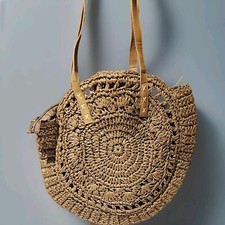 XIX-Palms Jute woven Beach/backpack/handbag w/vinyl interior cooler/swim bag