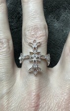 925 Solid Sterling Silver Art Deco Filigree Ring sz 9