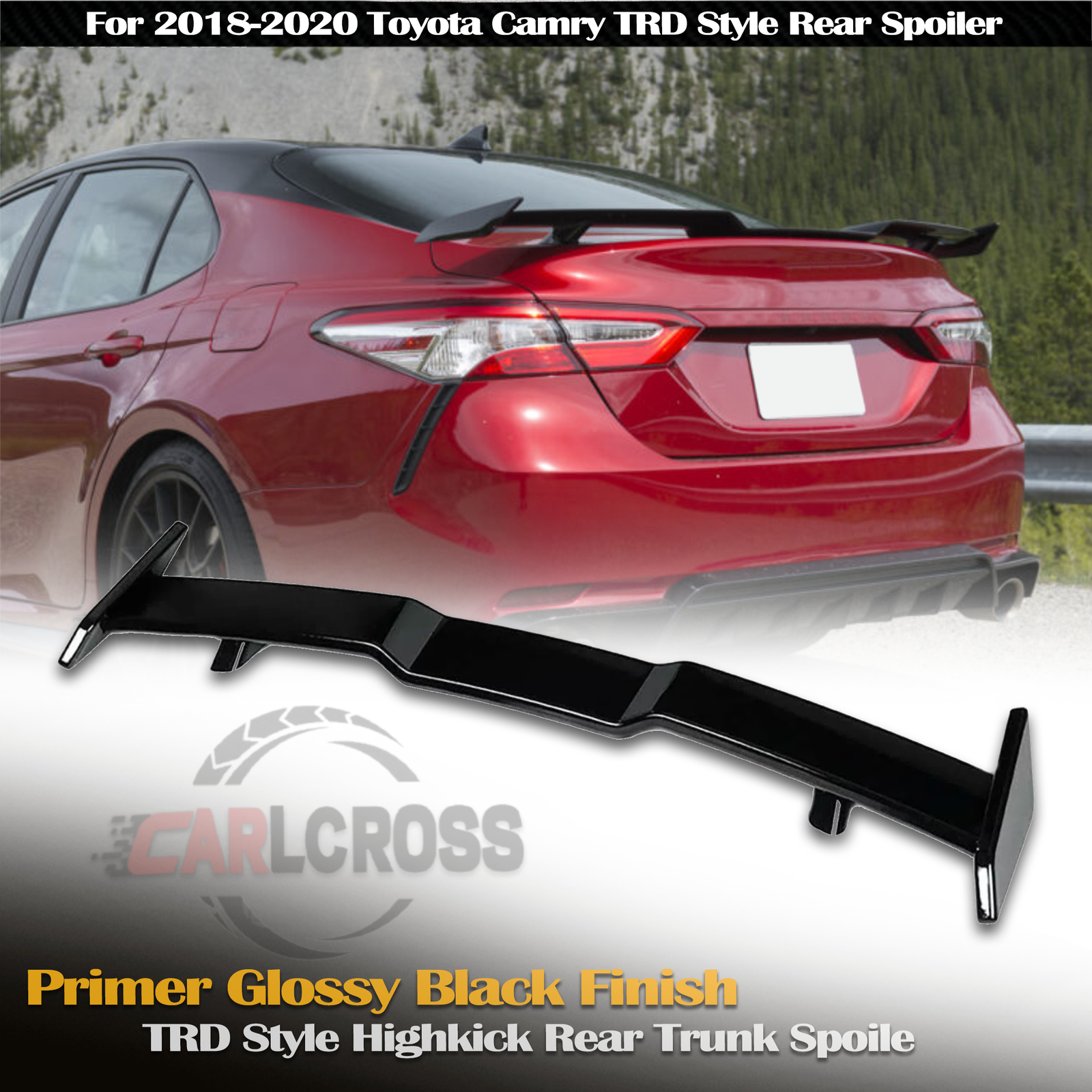 2018-2024 Toyota Camry TRD Rear Trunk Spoiler Wing Lip ABS Gloss Black Upgrade
