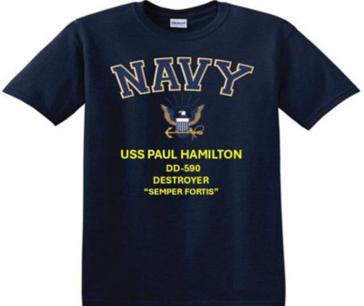 USS PAUL HAMILTON  DD-590 * DESTROYER*EAGLE SHIRT* NAVY OFFICIALLY LICENSED