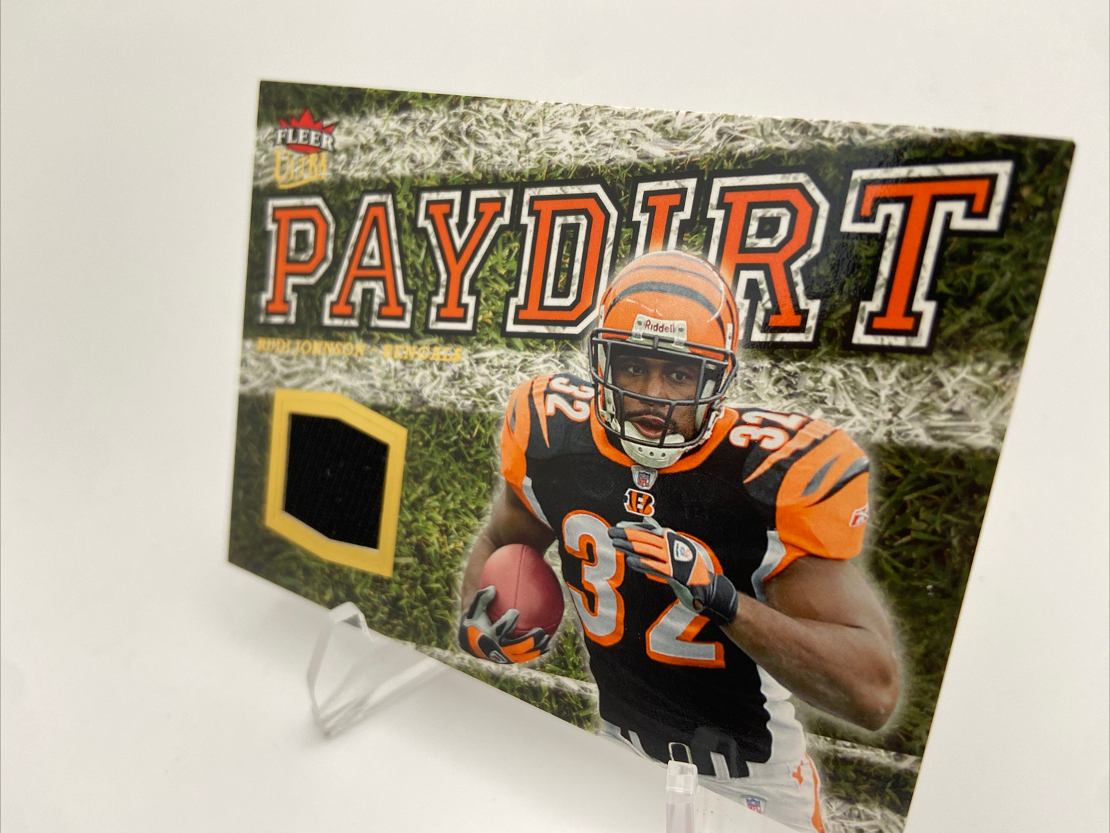 2007 Fleer Ultra Paydirt Rudi Johnson Game Used Jersey Card view 3
