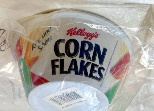 Kelloggs Corn Flakes Plastic Bowl Microwave and Dishwasher Safe White Round - Picture 1 of 9