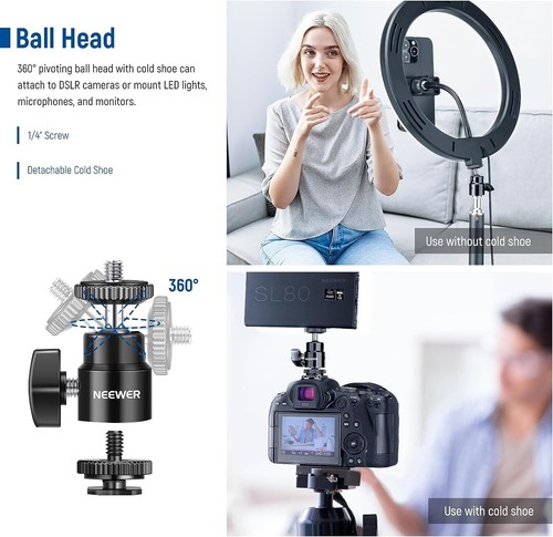 NEEWER Desk Mount C Clamp Stands, 2 Pack Desktop Clip Stand with 1/4" Ball Head - Picture 3 of 8
