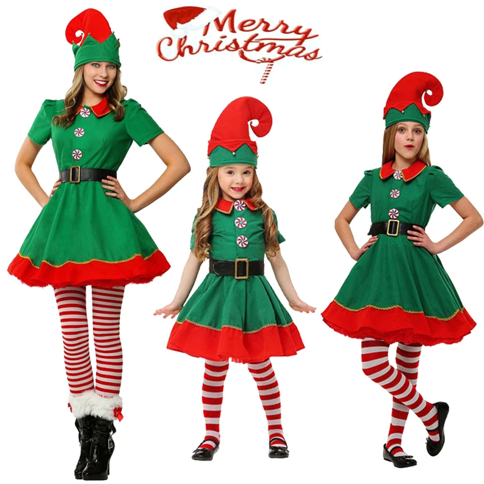 Kids Girls Boys Elf Costume Christmas Fancy Dress Xmas Santa Helper Outfit Gifts - image 2 of 4