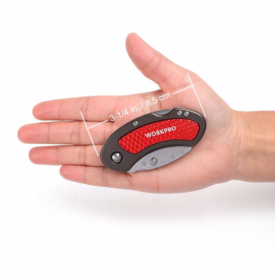 Juego de cuchillos utilitarios plegables WORKPRO 3 PIEZAS cambio rápido/bloqueo trasero con cuchillas adicionales de 10 piezas Foto 4 de 4