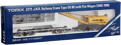 TOMIX 2771 N gauge J.N.R Railway Crane Type SO 80 with Flat Wagon