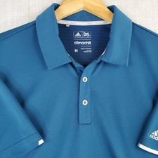 ADIDAS CLIMACHILL Size Medium Mens Sea Green Cooling Golf Polo Shirt Wicking