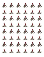 48 SOCK MONKEY SEALS LABELS STICKERS ENVELOPE 1.2" ROUND