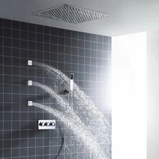 Ceiling Mounted LED Shower System 20 Inch, Polished Stainless Steel