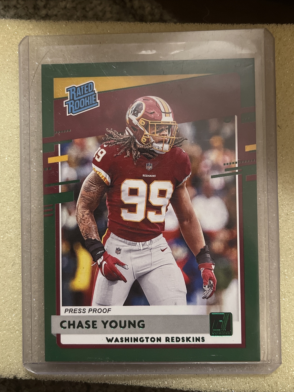 2020 Donruss Chase Young No. 316 Rated Rookie Press Proof Green