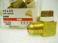 (NEW) Ace 41192 1/2" x 1/2" Brass Flare x Male Pipe Elbow  Lot of 2 pc