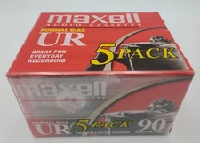 5 Pack Audio Cassette Tapes Sealed TDK Normal Bias Maxell UR 90 UDII Maxwell New