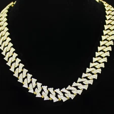 Mens Bow Tie Design Cuban Link Chain 14k Gold Plated Hip Hop Jewelry Cz Necklace