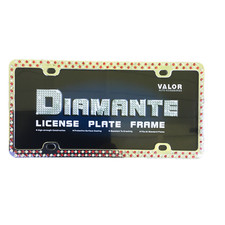 Valor Red Clear Crystal Rhinestones 2 Rows Chrome License Plate Frame Standard Valor Red Clear Crystal Rhinestones 2 Rows Chrome License Plate Frame Standard