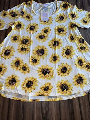Lularoe XL Perfect T White Yellow Sunflowers  18/22 Major Unicorn   20/22 New