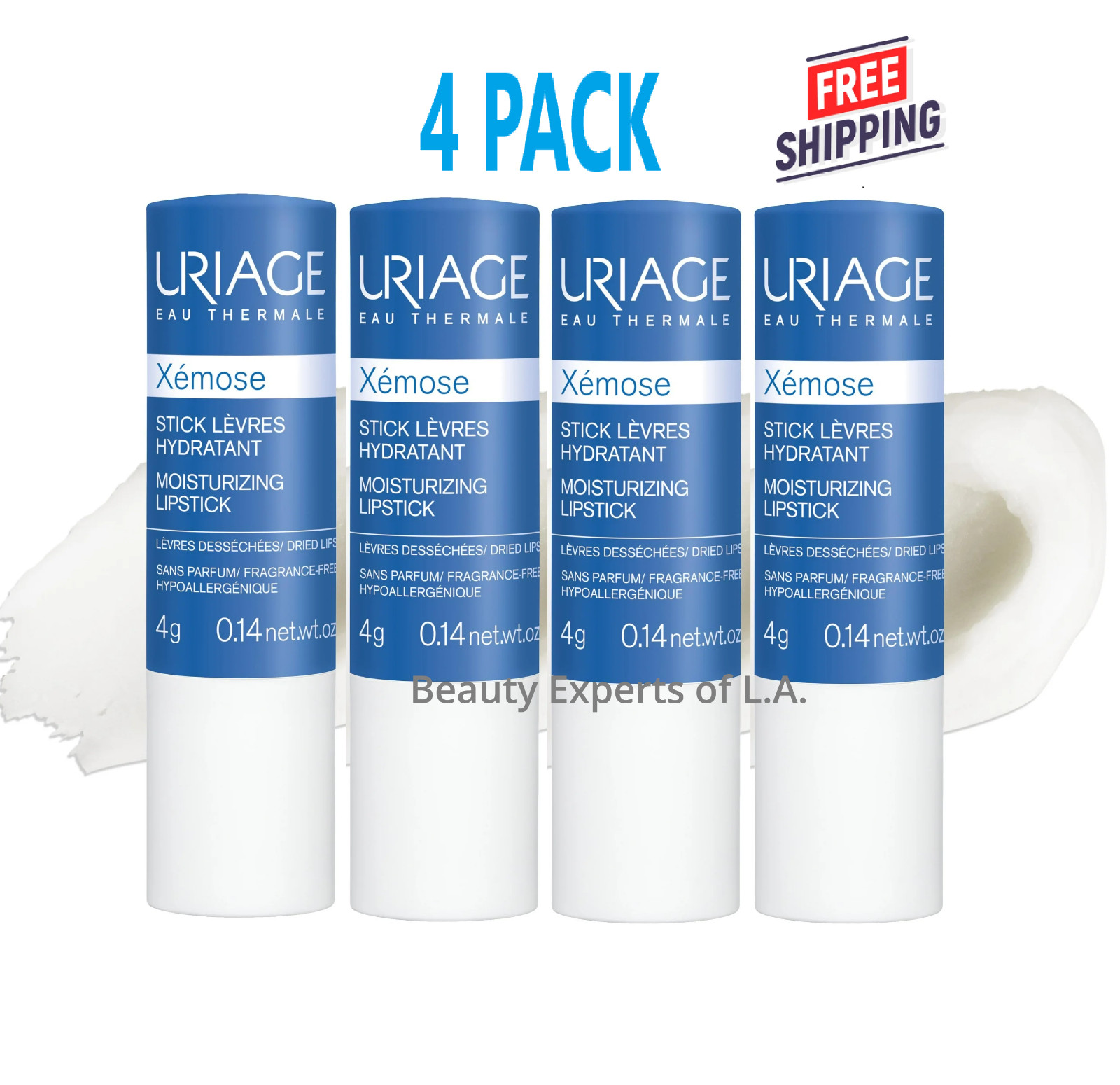 4 x Uriage Xemose Stick Levres Moisturizing Lip Stick 0.14oz/ 4g Exp Date 11/26
