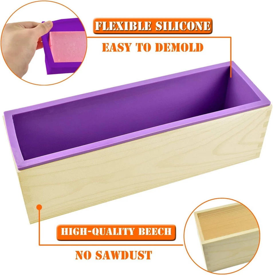 СИЛИКОНОВАЯ ФОРМА ДЛЯ МЫЛА Буханка Деревянный Резак Деревянная Коробка Нарезчик Нержавеющей Стали ARTCOME - Изображение 3 из 4