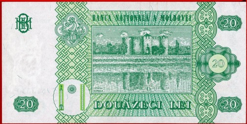 Moldavia 20 LEI 1999 P 13d AU/UNC envío gratuito desde 100 USD - Imagen 3 de 3