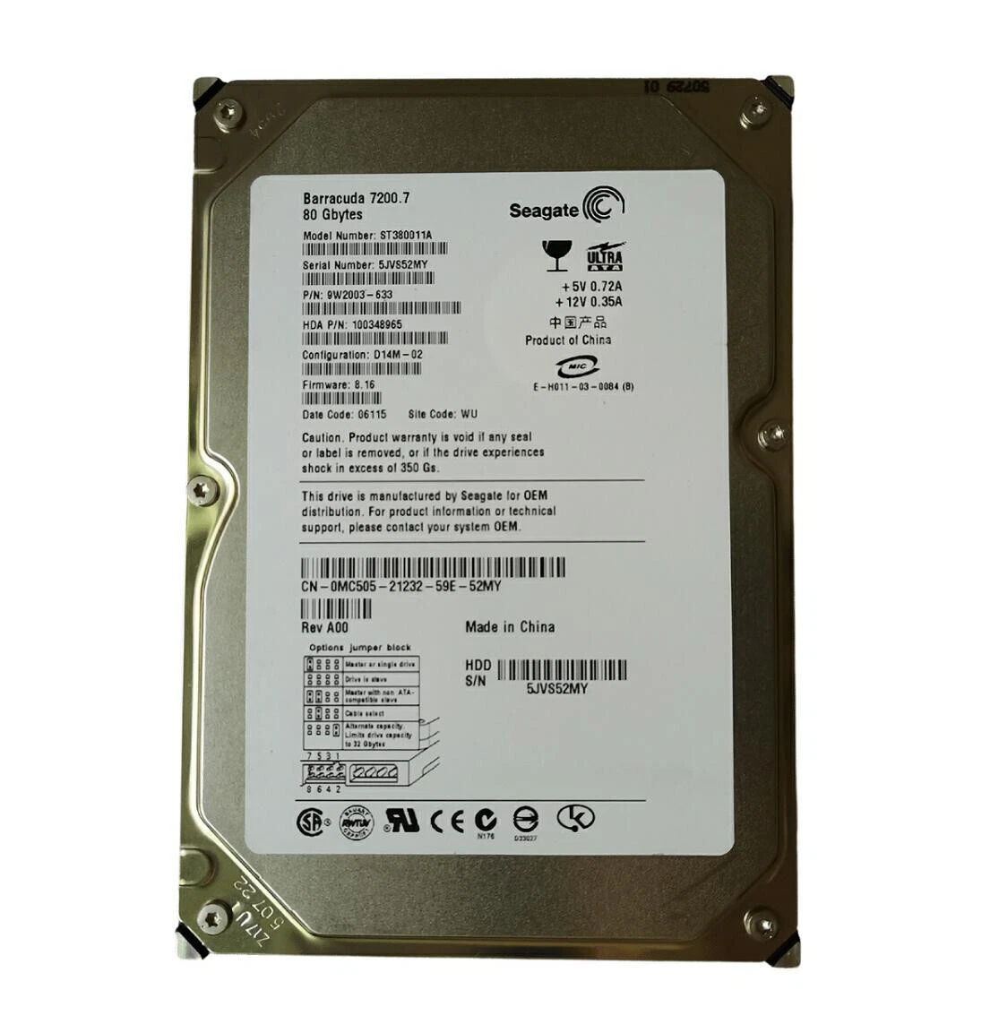 Seagate 80 GB Internal Hard Disk Drives for sale | eBay