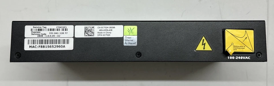 Dell PowerConnect 2808 Switch 100-240VAC 50-60Hz 0.75A - Image 3 of 4
