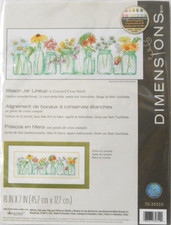 70-35310 DIMENSIONS "MASON JAR LINEUP" FLOWERS COUNTED CROSS STITCH KIT - NIP
