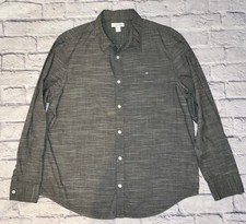 Calvin Klein Button Up Shirt Men's Large Gray Color Blend 100 Cotton