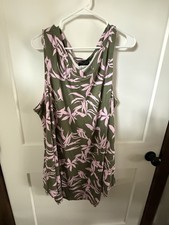Lane Bryant Woman Plus Sz 26/28 Sleeveless Dress Floral Green /pink NWT