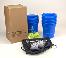 Backyard Pong Game Set 12 Cups Balls Carry Bag Outdoor Party Game