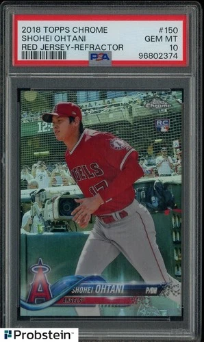 2018 Topps Chrome Refractor #150 Shohei Ohtani Red Jersey RC Rookie PSA 10