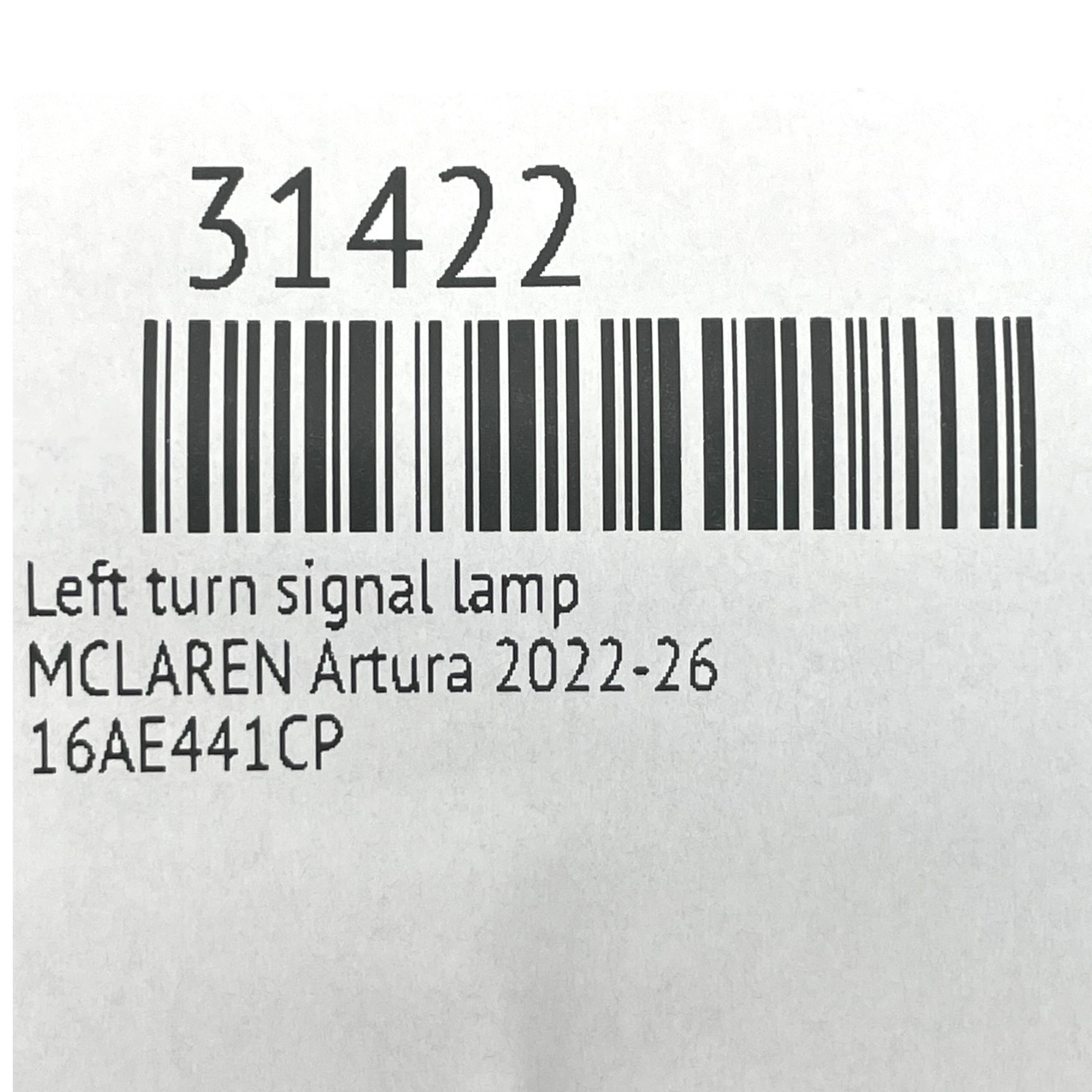 McLaren Artura 2022-2026 OEM Left LH Driver Front Turn Signal Lamp Light LED