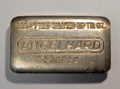 Engelhard 10 oz .999 Fine Silver Poured Bar - A981