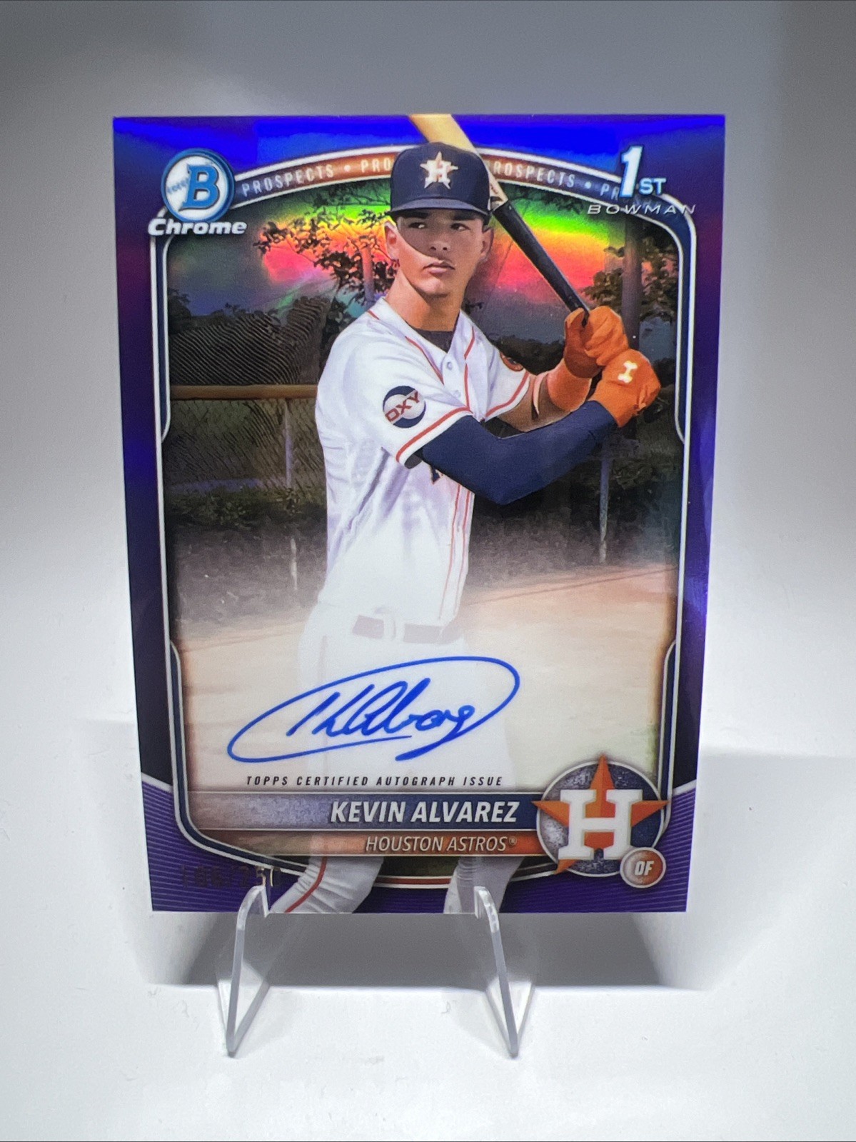 2025 Bowman Chrome-Kevin Alvarez 1st True Purple Auto /250 #CPA-KA, Astros